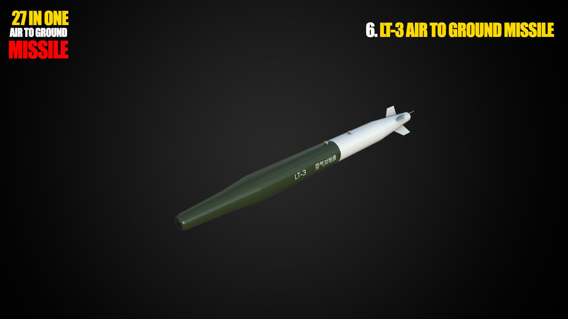 Air to ground missile and bomb lowpoly package Low-poly 3D model_6