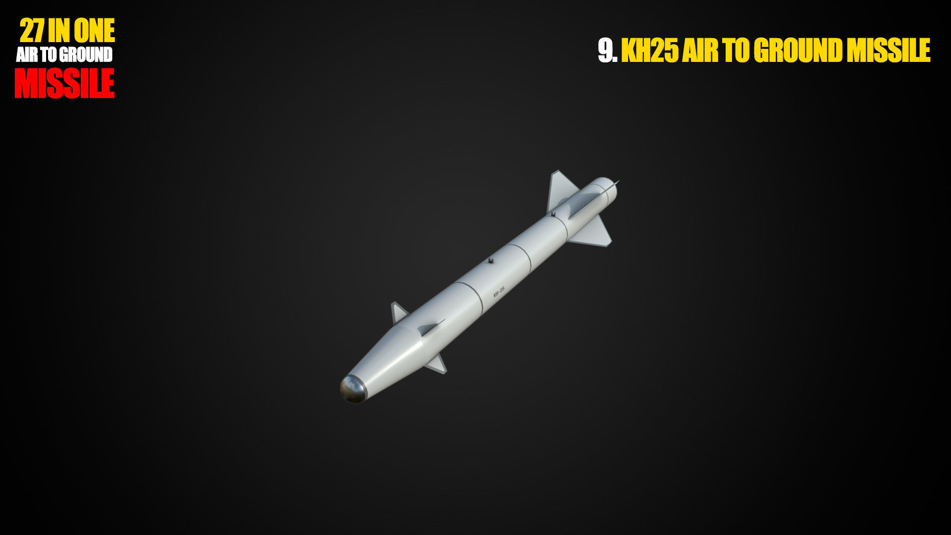 Air to ground missile and bomb lowpoly package Low-poly 3D model_9