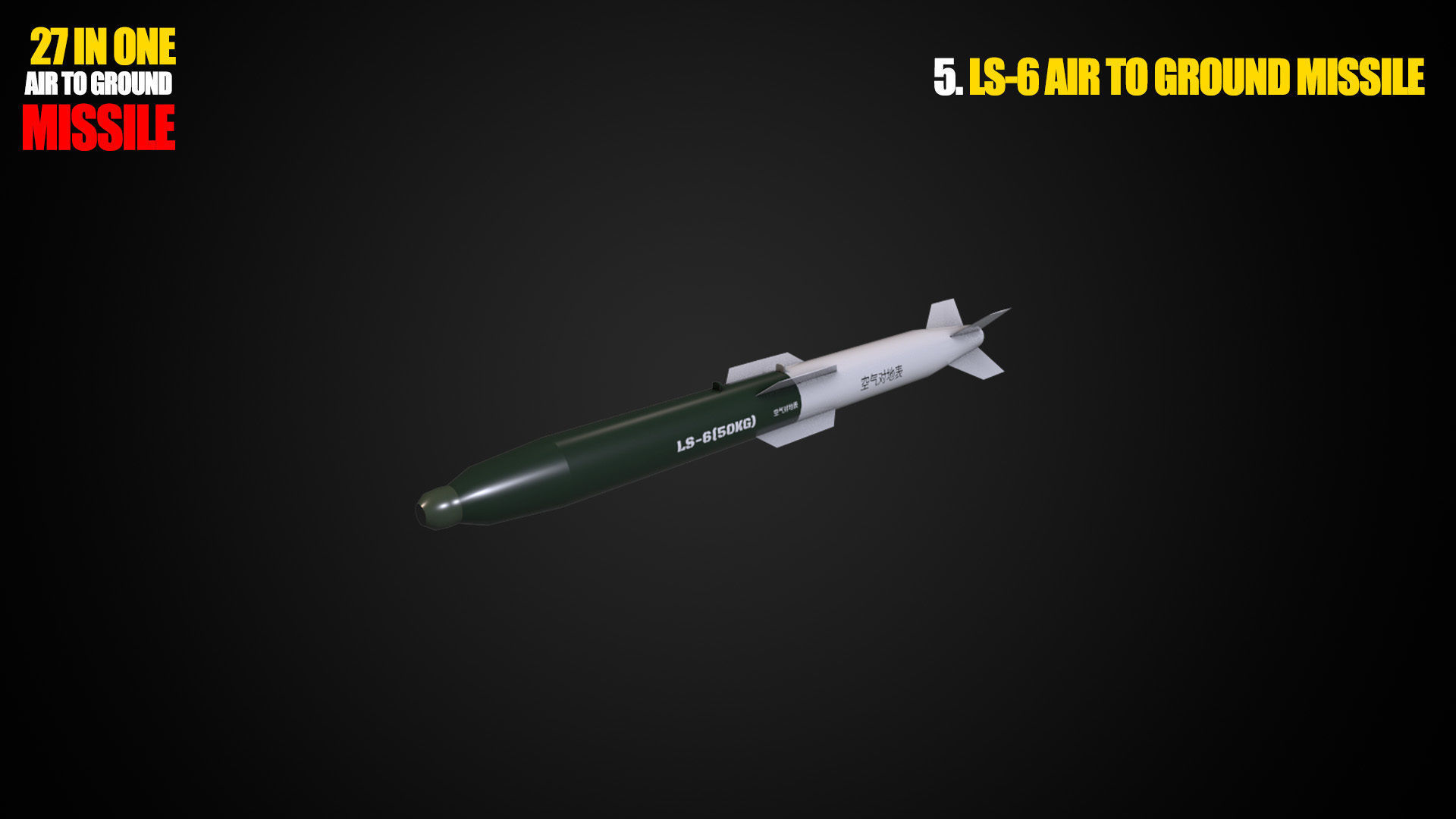 Air to ground missile and bomb lowpoly package Low-poly 3D model_5