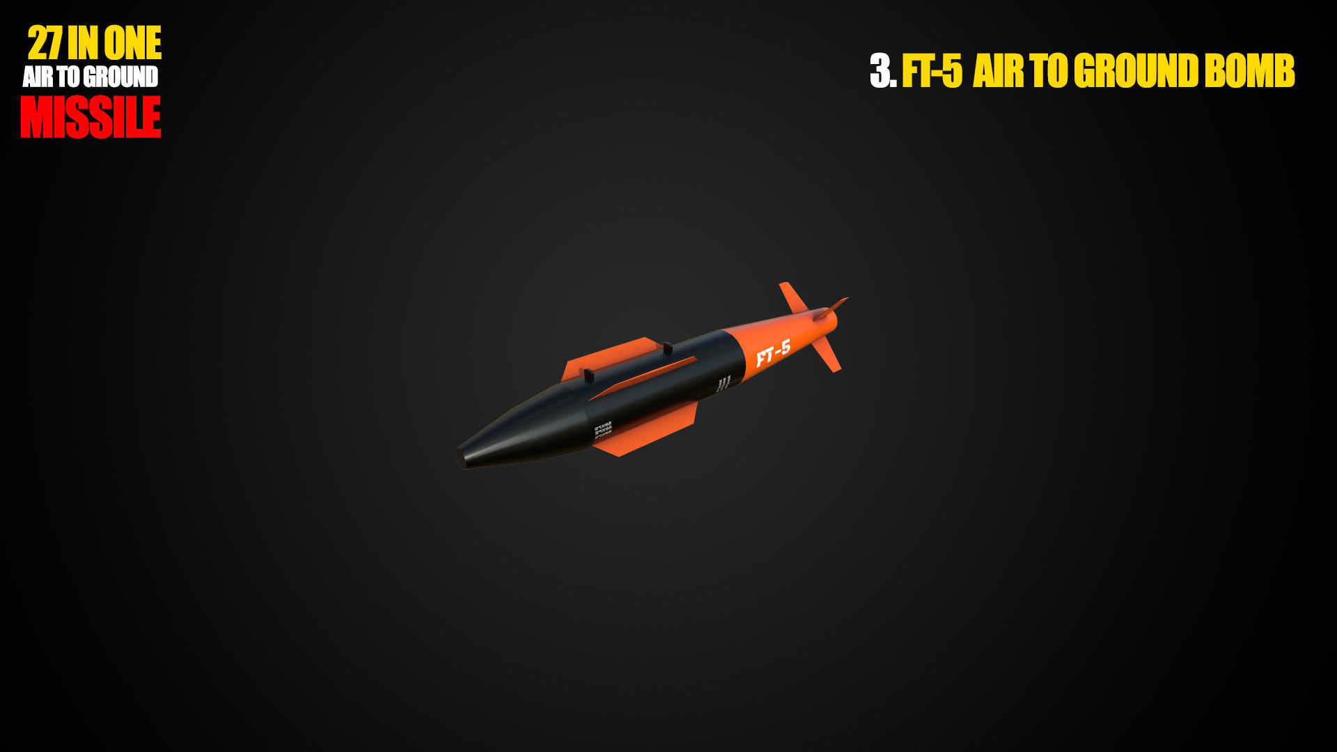 Air to ground missile and bomb lowpoly package Low-poly 3D model_3