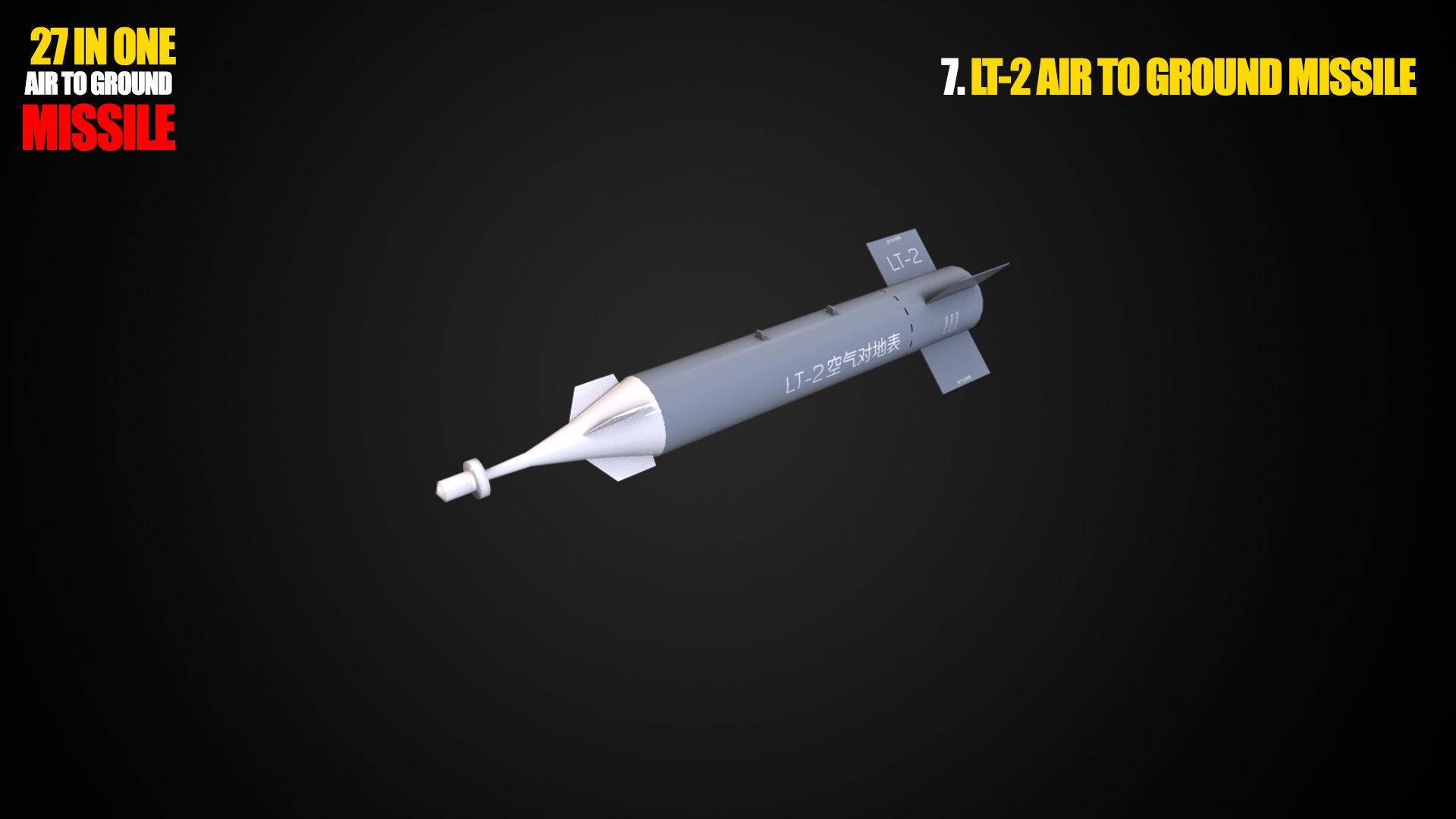 Air to ground missile and bomb lowpoly package Low-poly 3D model_7