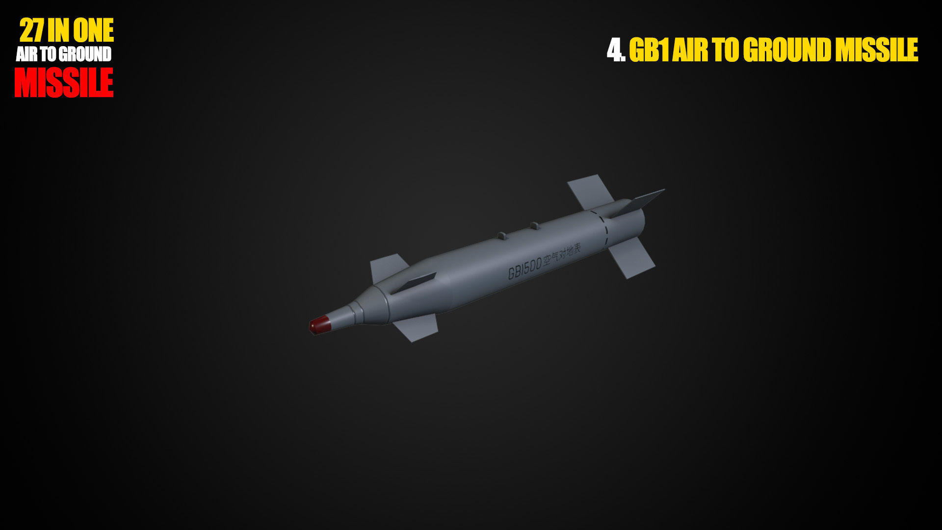 Air to ground missile and bomb lowpoly package Low-poly 3D model_4