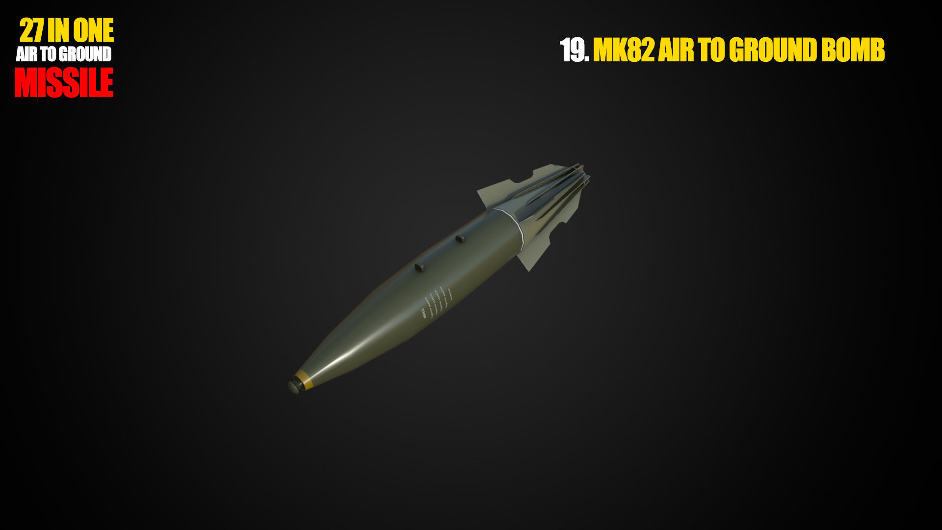 Air to ground missile and bomb lowpoly package Low-poly 3D model_19