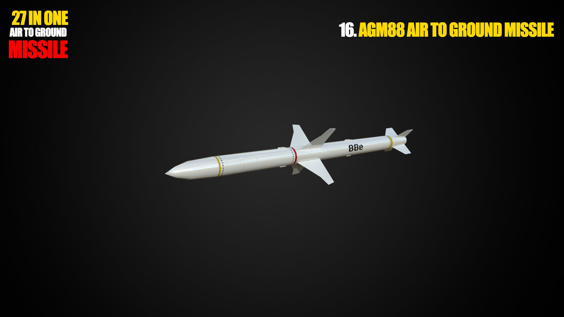 Air to ground missile and bomb lowpoly package Low-poly 3D model_16