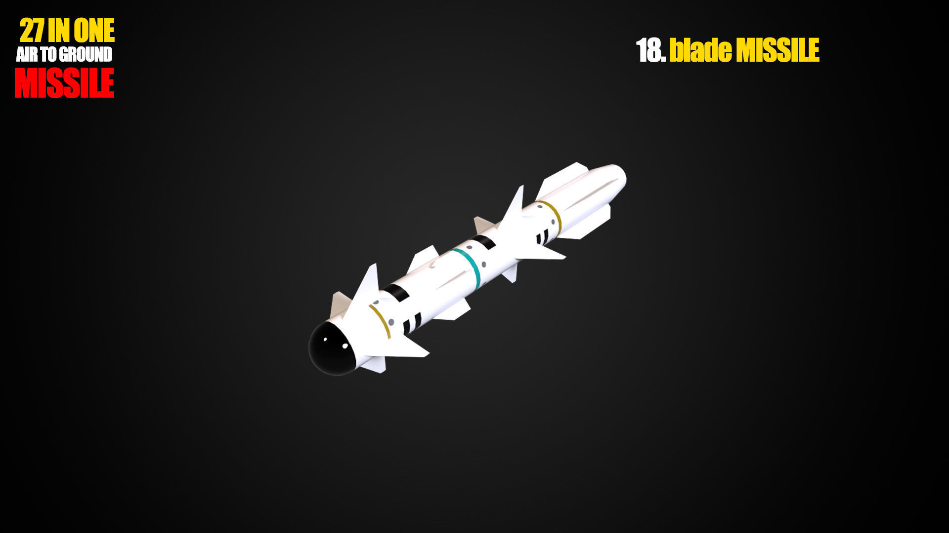 Air to ground missile and bomb lowpoly package Low-poly 3D model_18