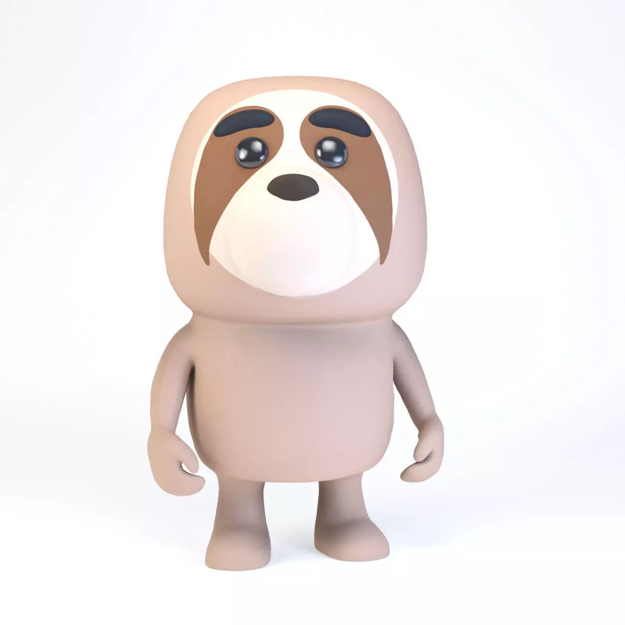 Cartoonish Humanoid Sloth Character Low-poly 3D model_0