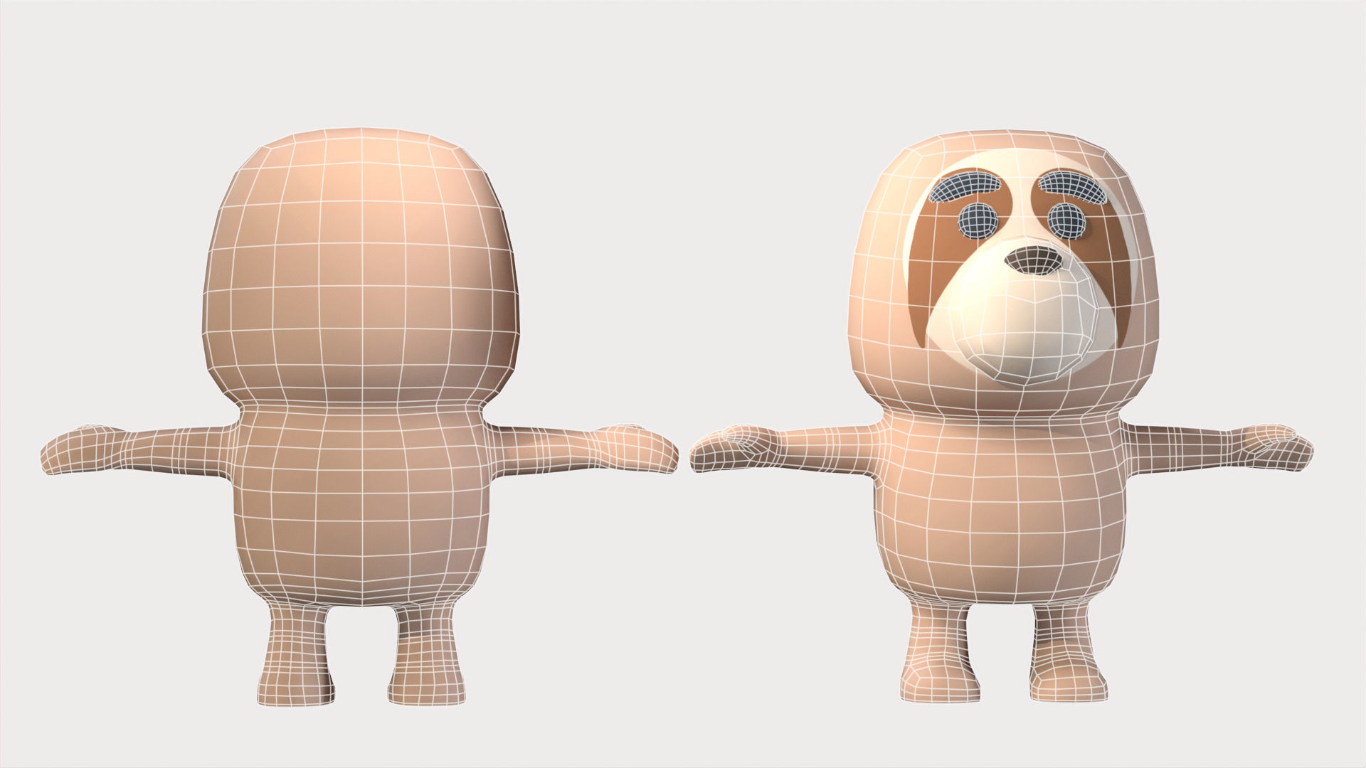 Cartoonish Humanoid Sloth Character Low-poly 3D model_7