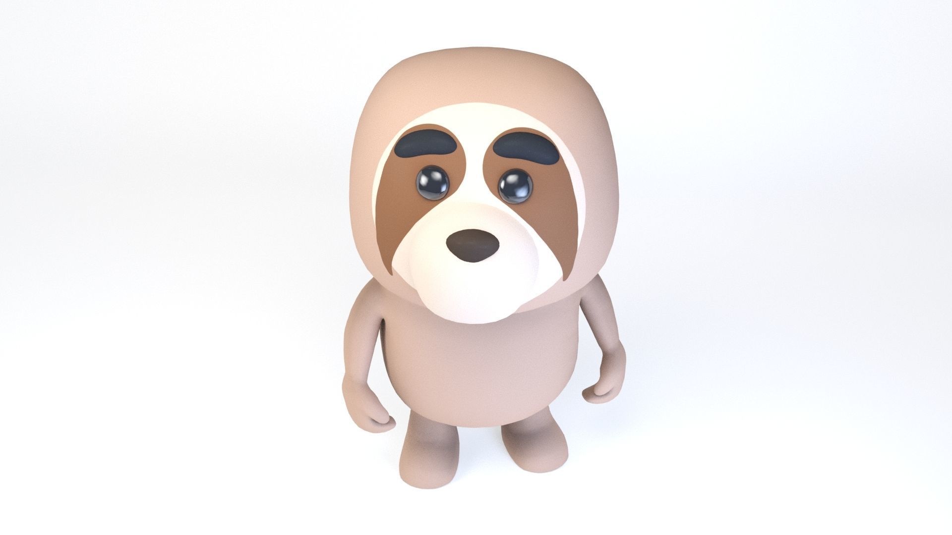 Cartoonish Humanoid Sloth Character Low-poly 3D model_5