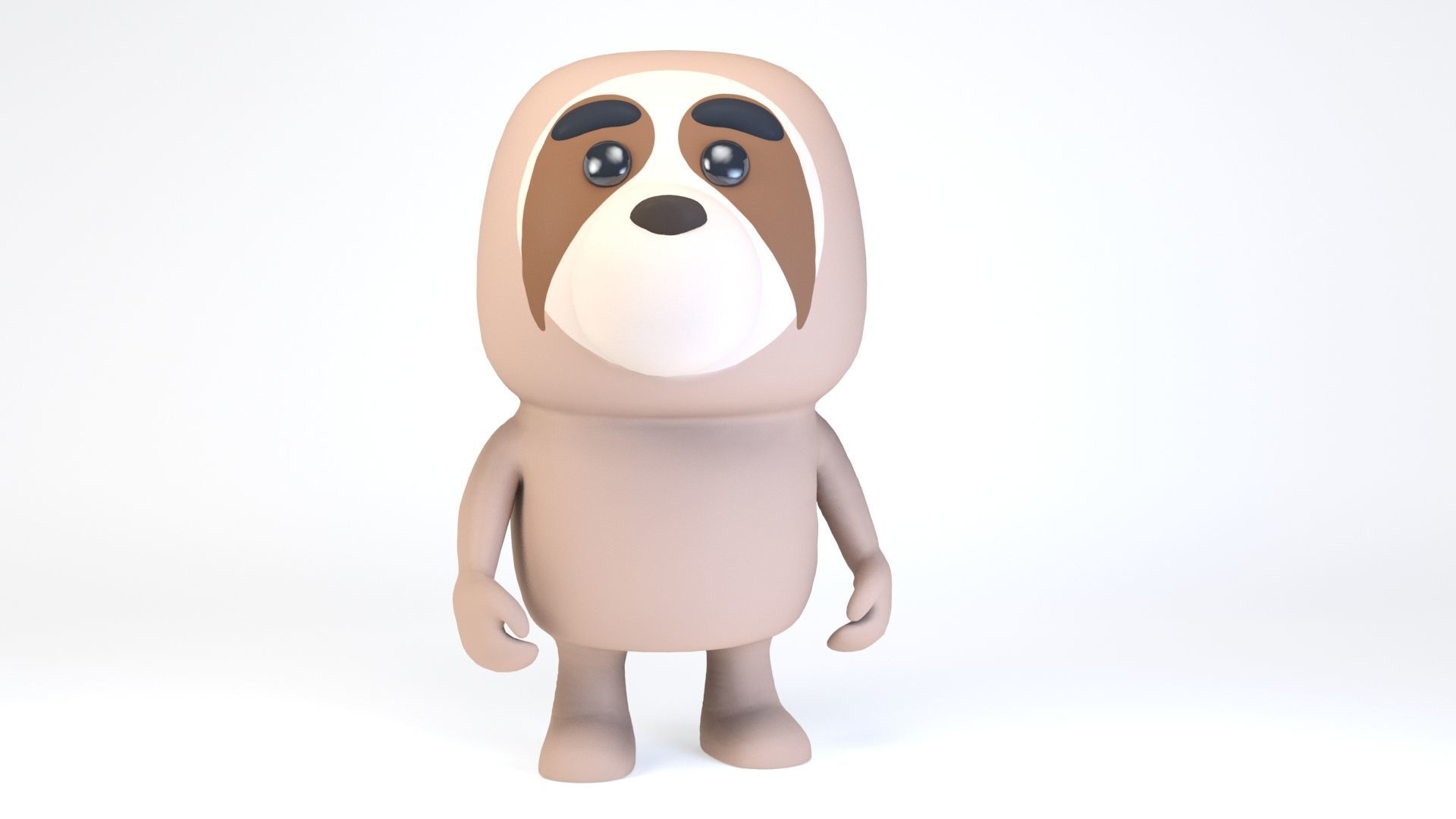 Cartoonish Humanoid Sloth Character Low-poly 3D model_6
