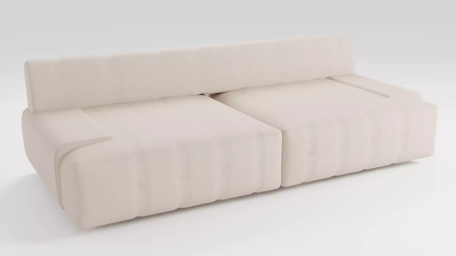 Designer sofa in light beige tones in a minimalist style 3D model_0