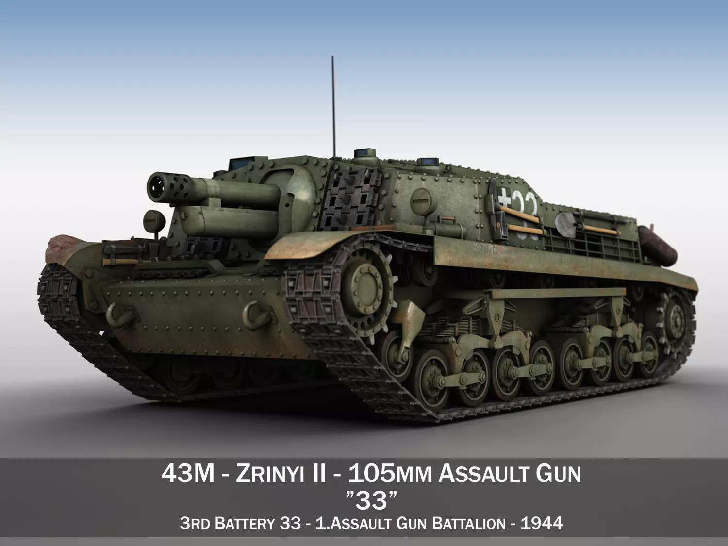 43M Zrinyi II - Hungarian Assault Gun - 3rd Battery 33 3D model_0