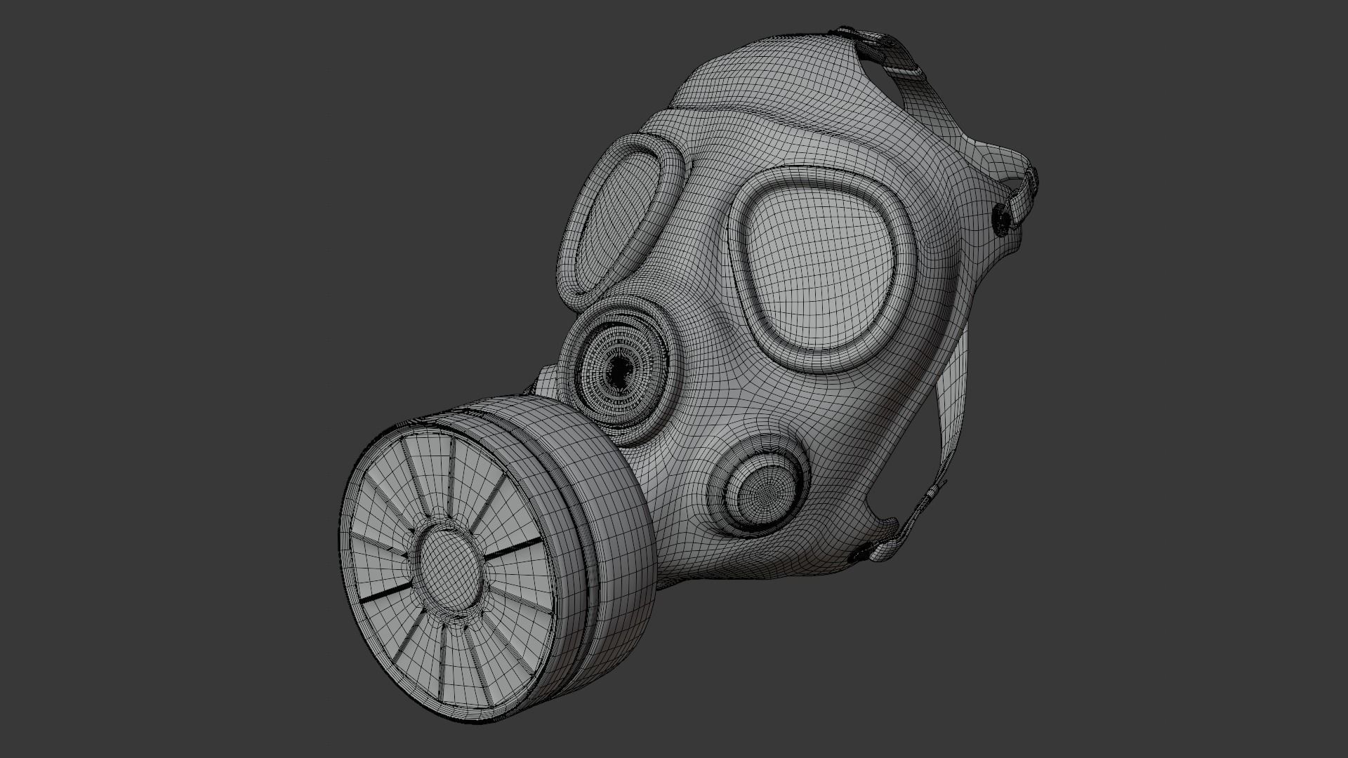 Gas mask with filter 3D model_13