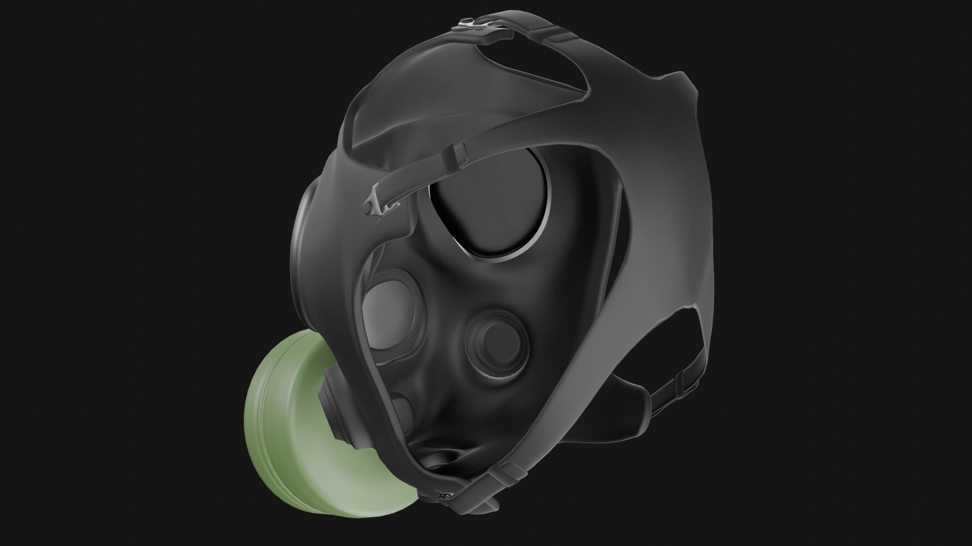 Gas mask with filter 3D model_7