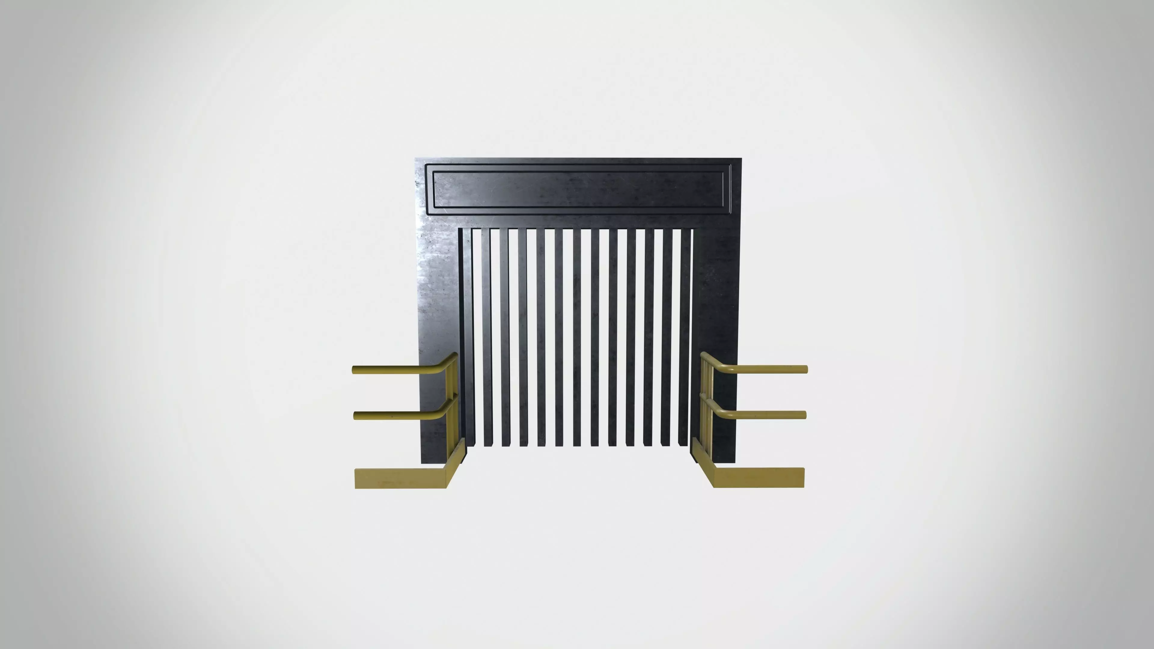 Factory Lift door with side railing Low-poly 3D model_0