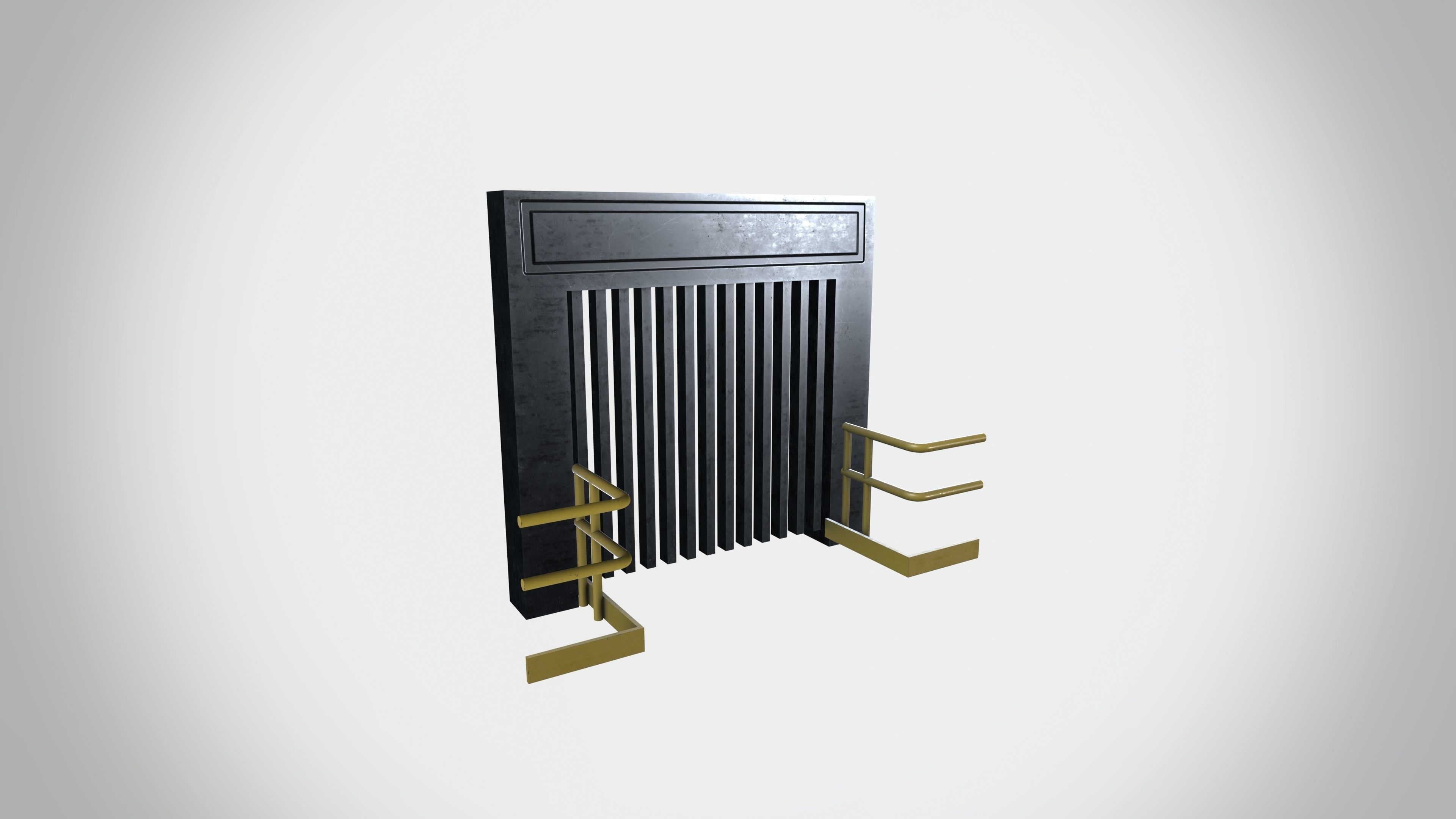 Factory Lift door with side railing Low-poly 3D model_2