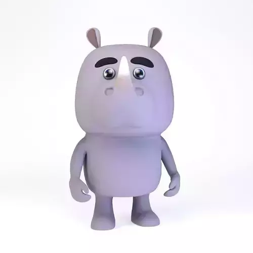 Cartoonish Humanoid Rhino Character