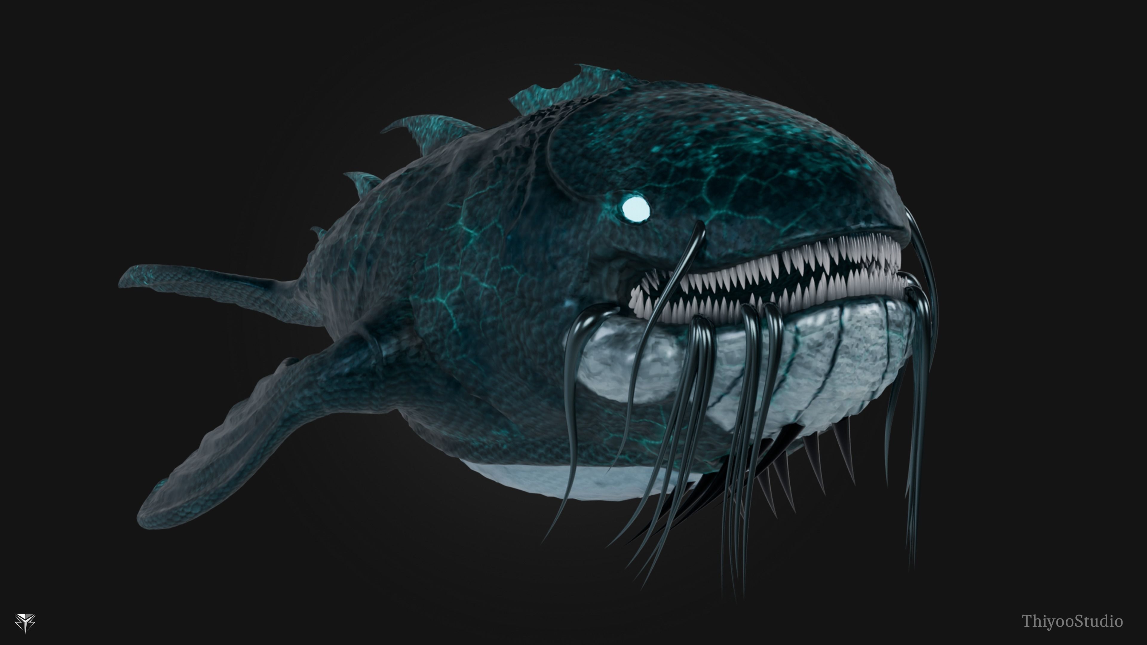 Monster fish Low-poly 3D model_1