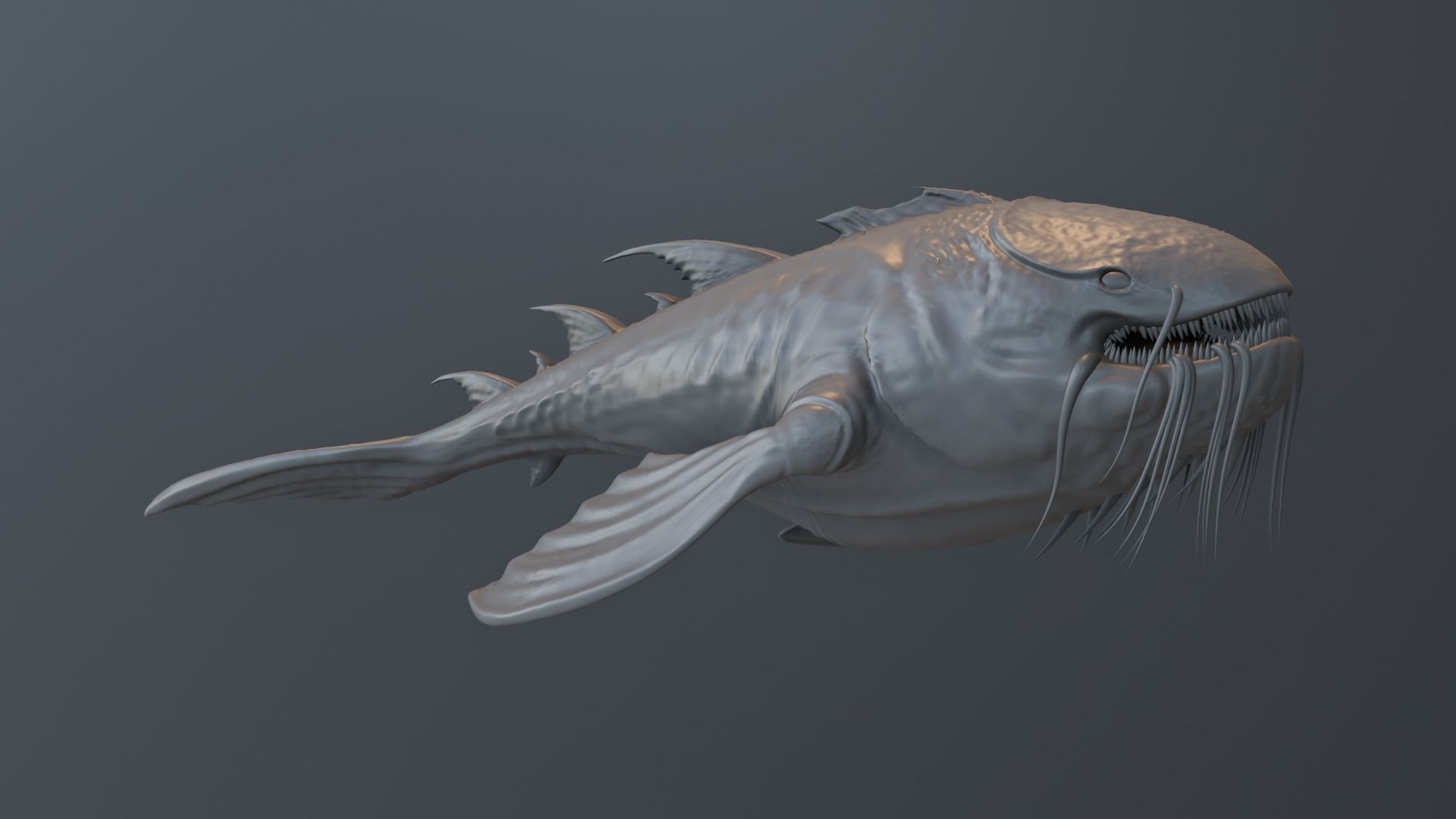 Monster fish Low-poly 3D model_2