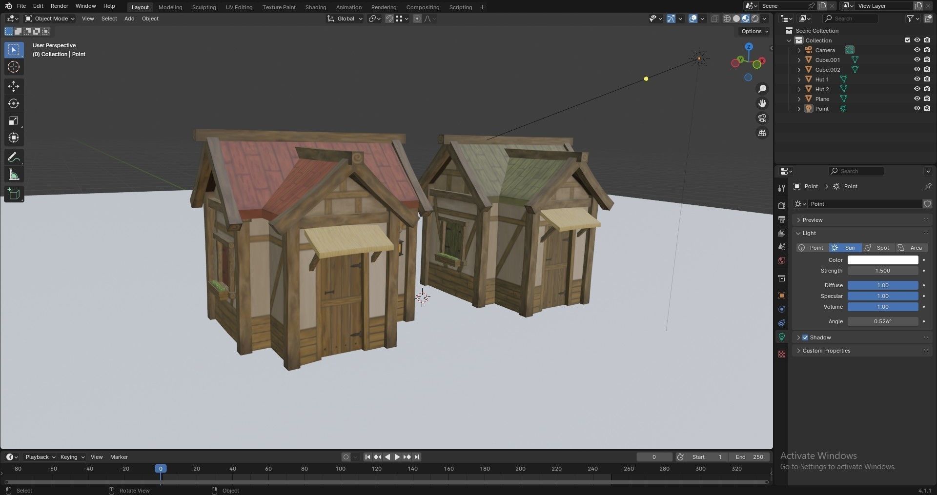 Medieval wooden hut Low-poly 3D model_1