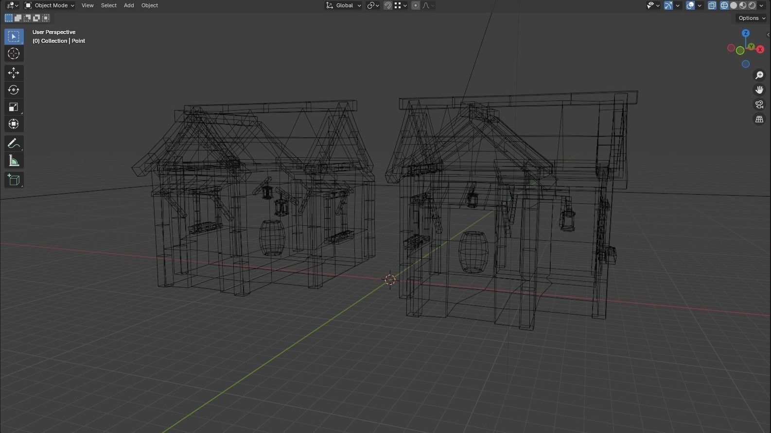 Medieval wooden hut Low-poly 3D model_4