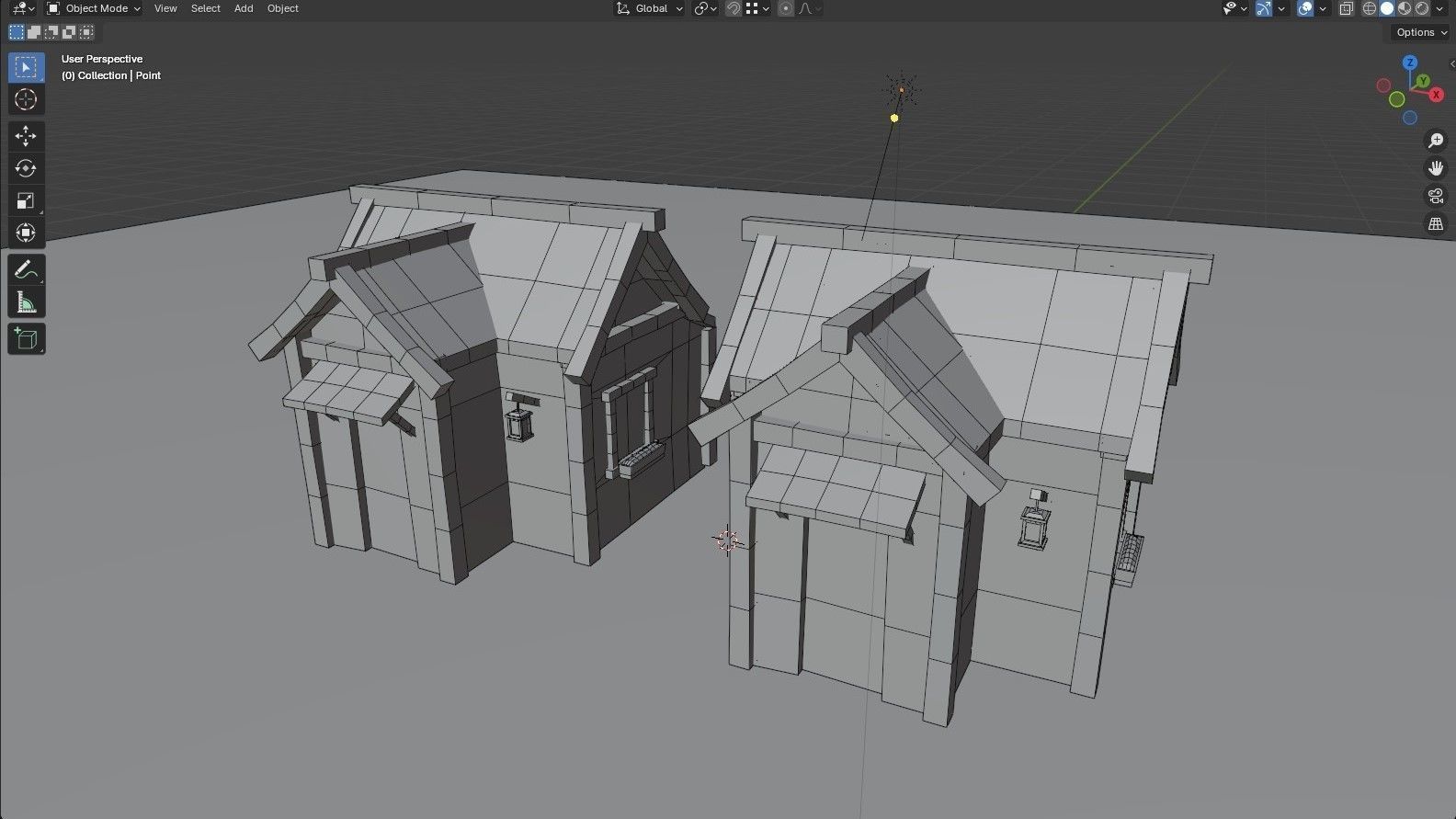 Medieval wooden hut Low-poly 3D model_5
