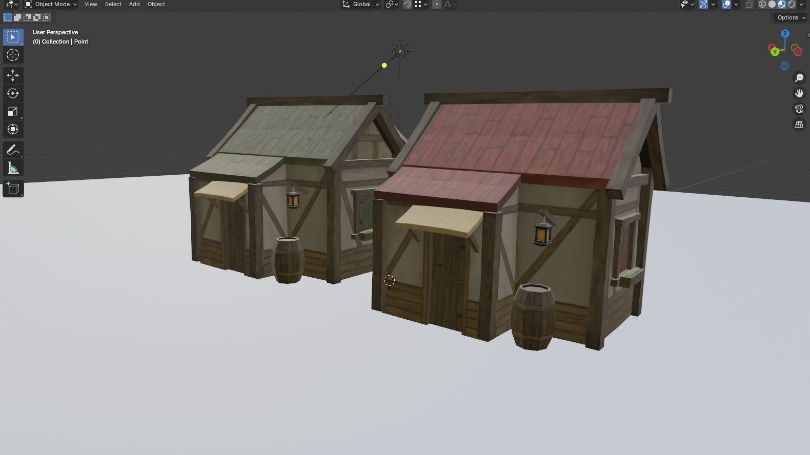 Medieval wooden hut Low-poly 3D model_2
