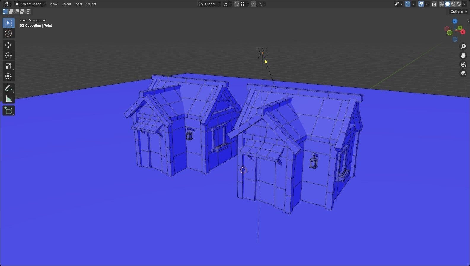 Medieval wooden hut Low-poly 3D model_3
