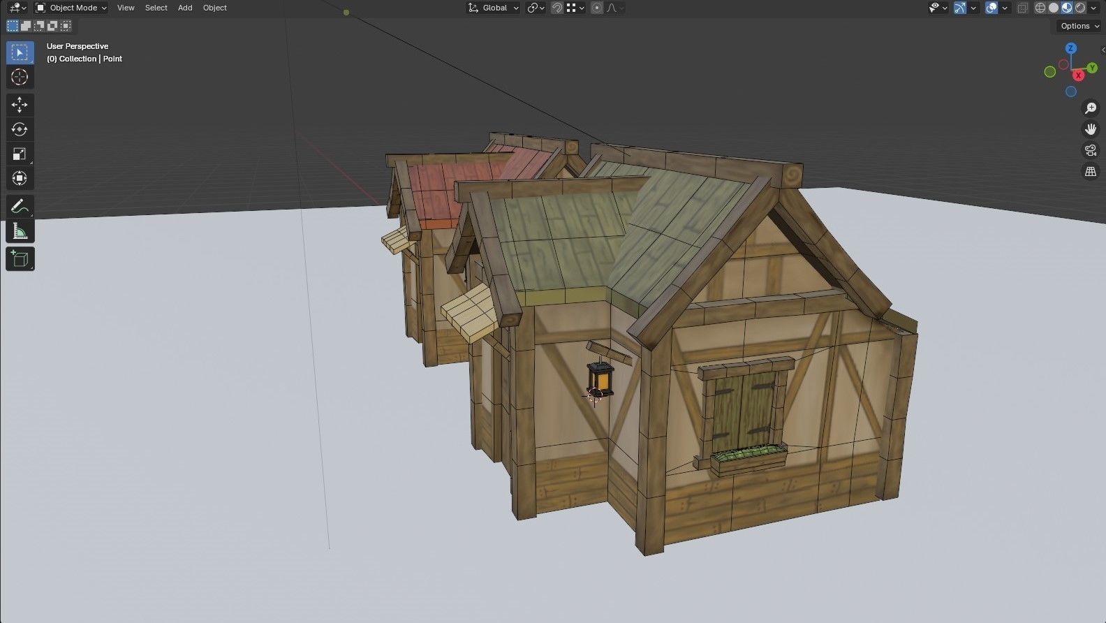 Medieval wooden hut Low-poly 3D model_7