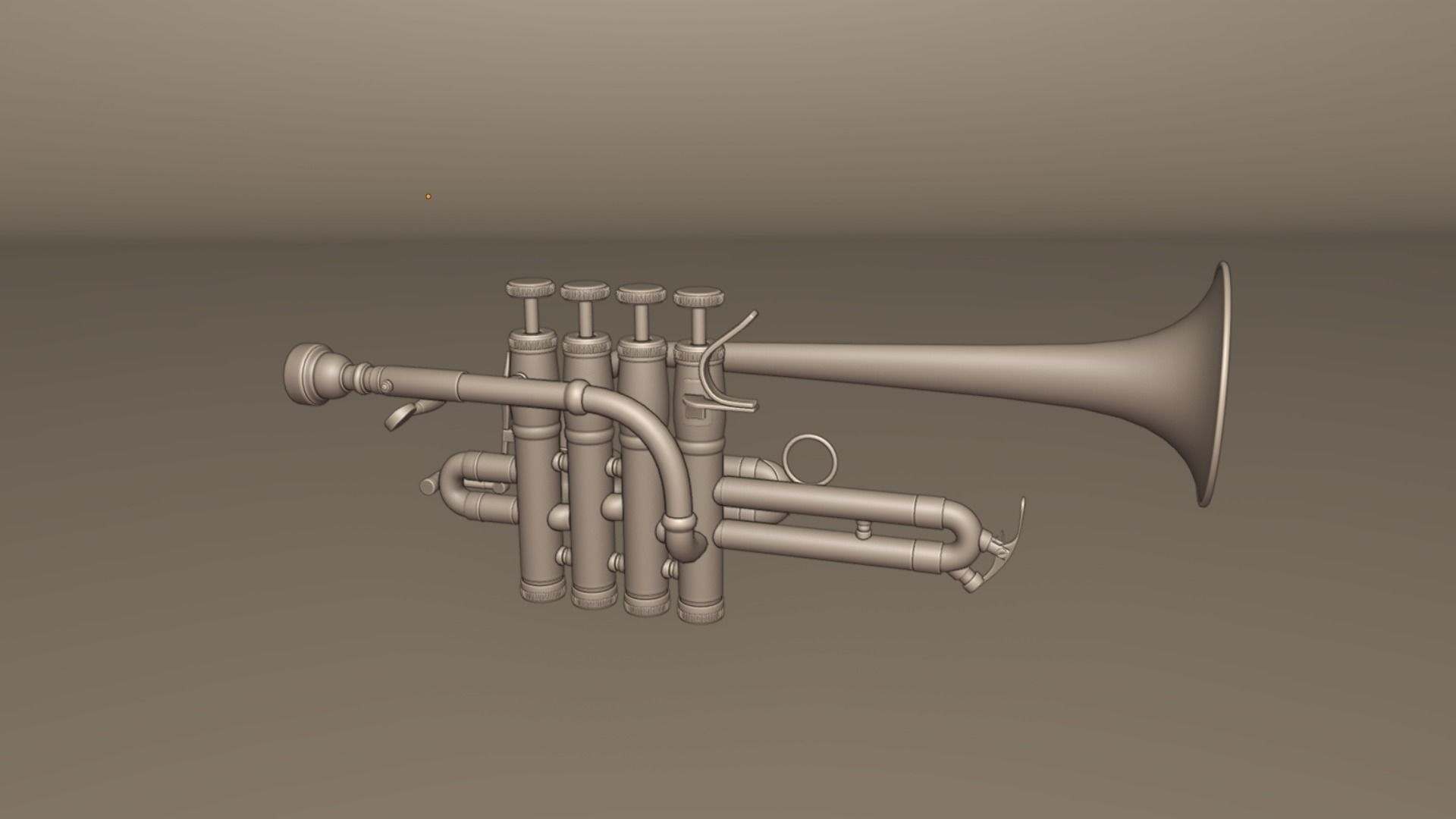 Piccolo Trumpet 3 Types of Materials Brass Copper and Silver 3D model_23