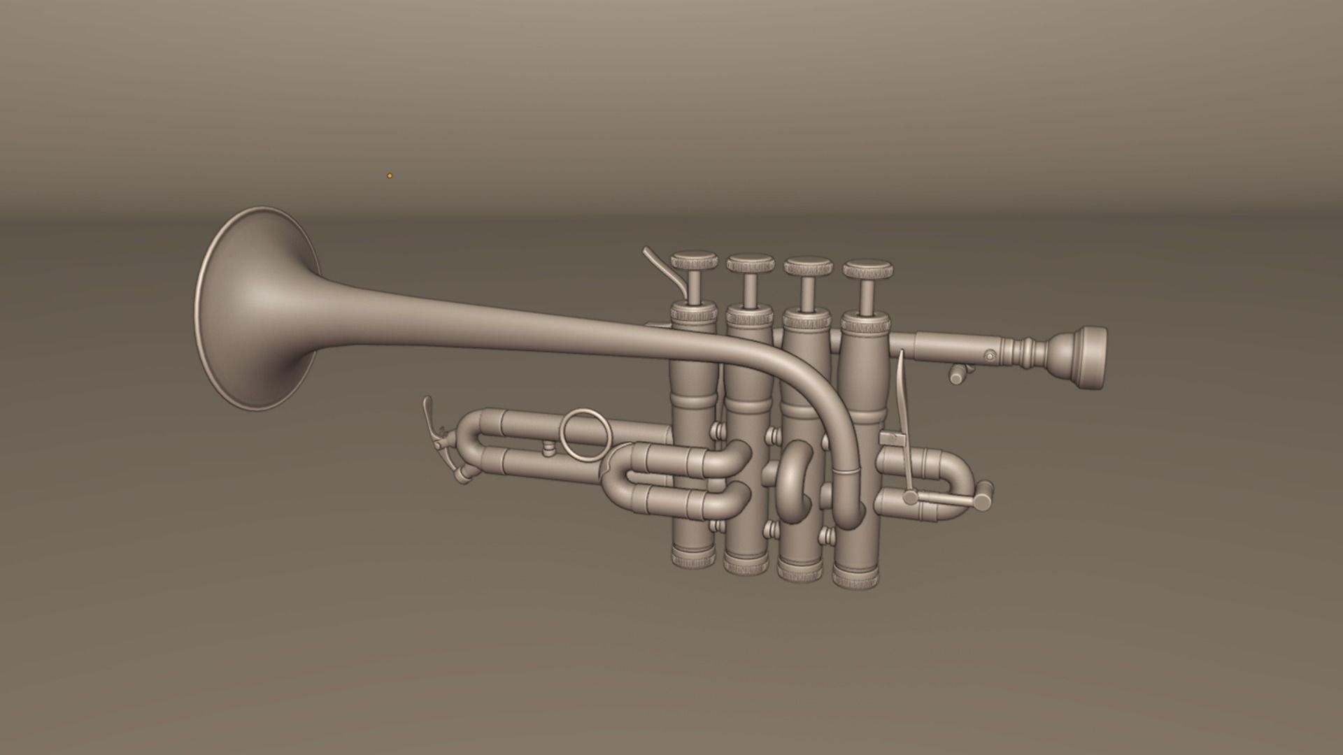 Piccolo Trumpet 3 Types of Materials Brass Copper and Silver 3D model_21