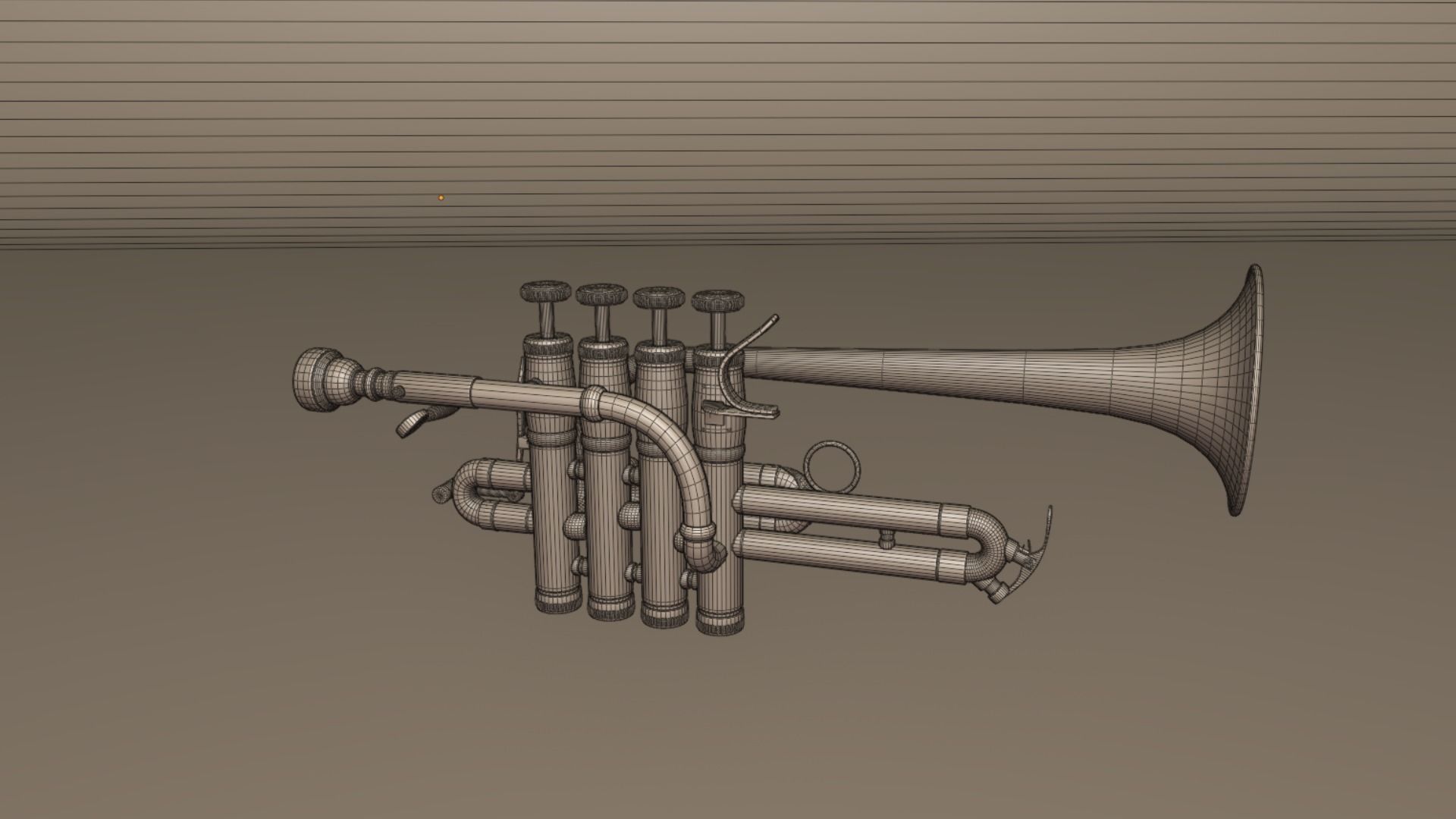 Piccolo Trumpet 3 Types of Materials Brass Copper and Silver 3D model_22