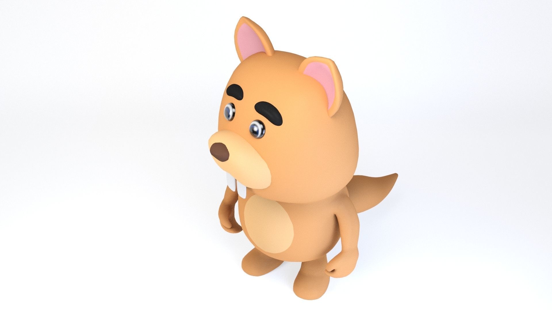 Cartoonish Humanoid squirrel Character Low-poly 3D model_7