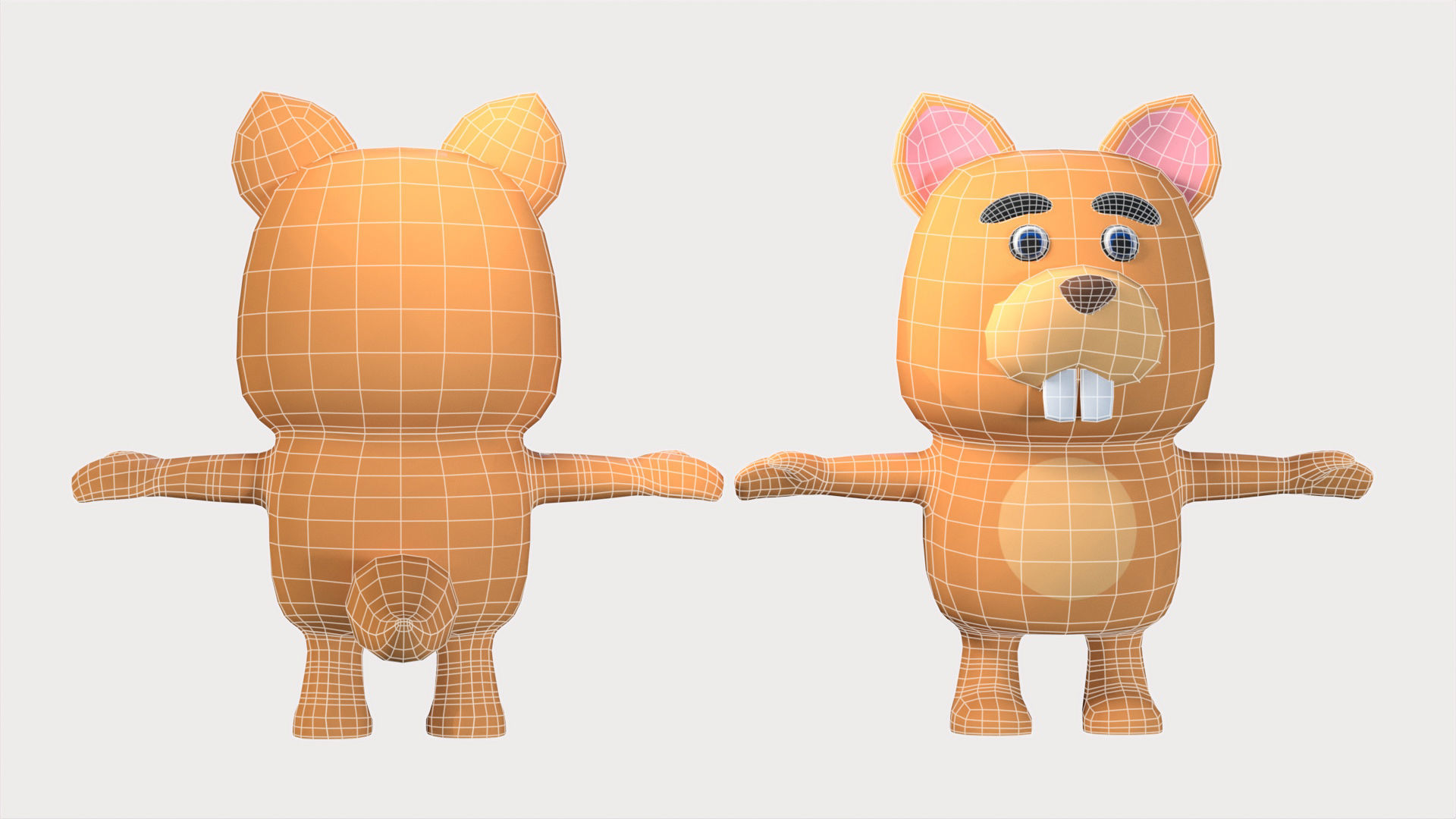 Cartoonish Humanoid squirrel Character Low-poly 3D model_8