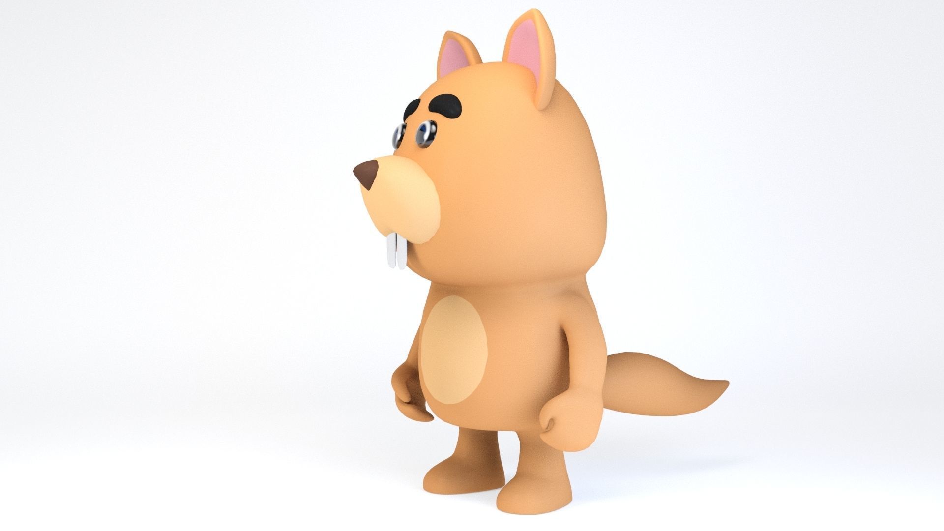 Cartoonish Humanoid squirrel Character Low-poly 3D model_5