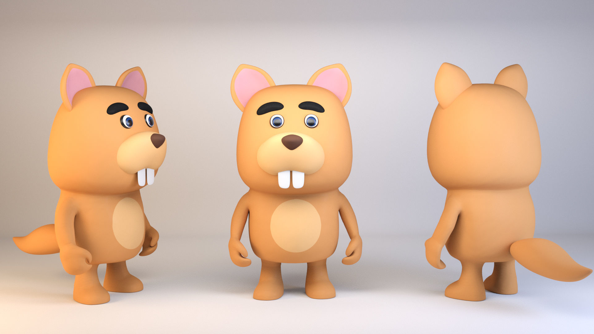 Cartoonish Humanoid squirrel Character Low-poly 3D model_9