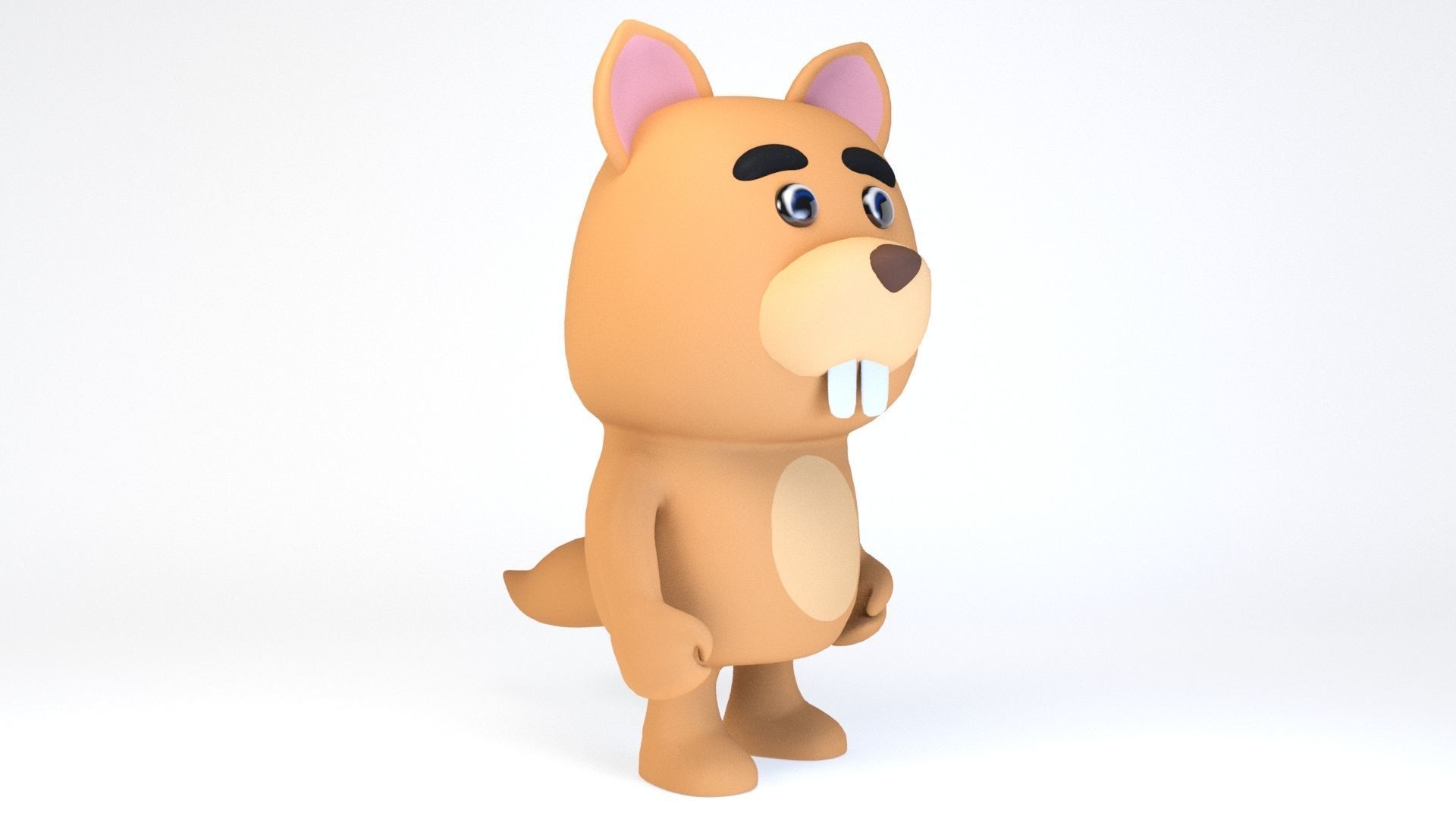 Cartoonish Humanoid squirrel Character Low-poly 3D model_1