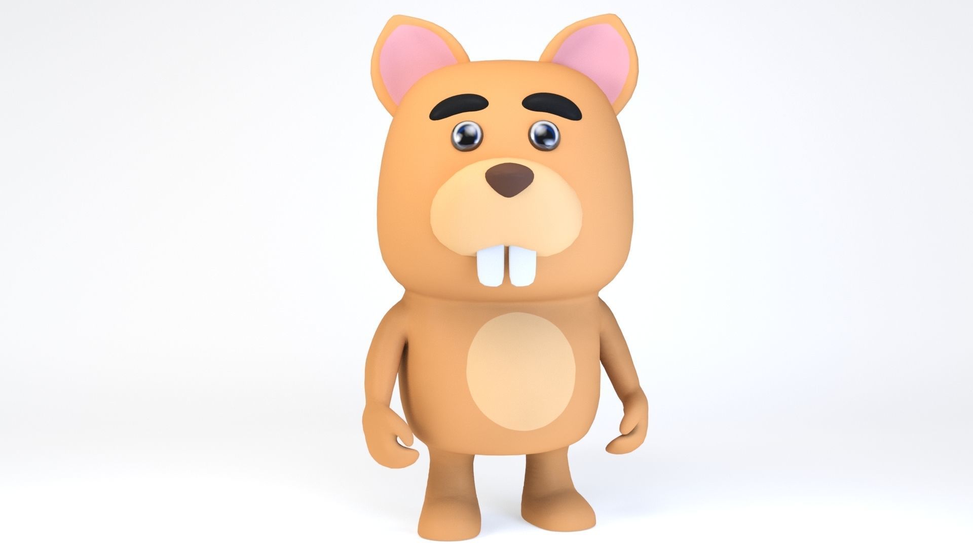 Cartoonish Humanoid squirrel Character Low-poly 3D model_6