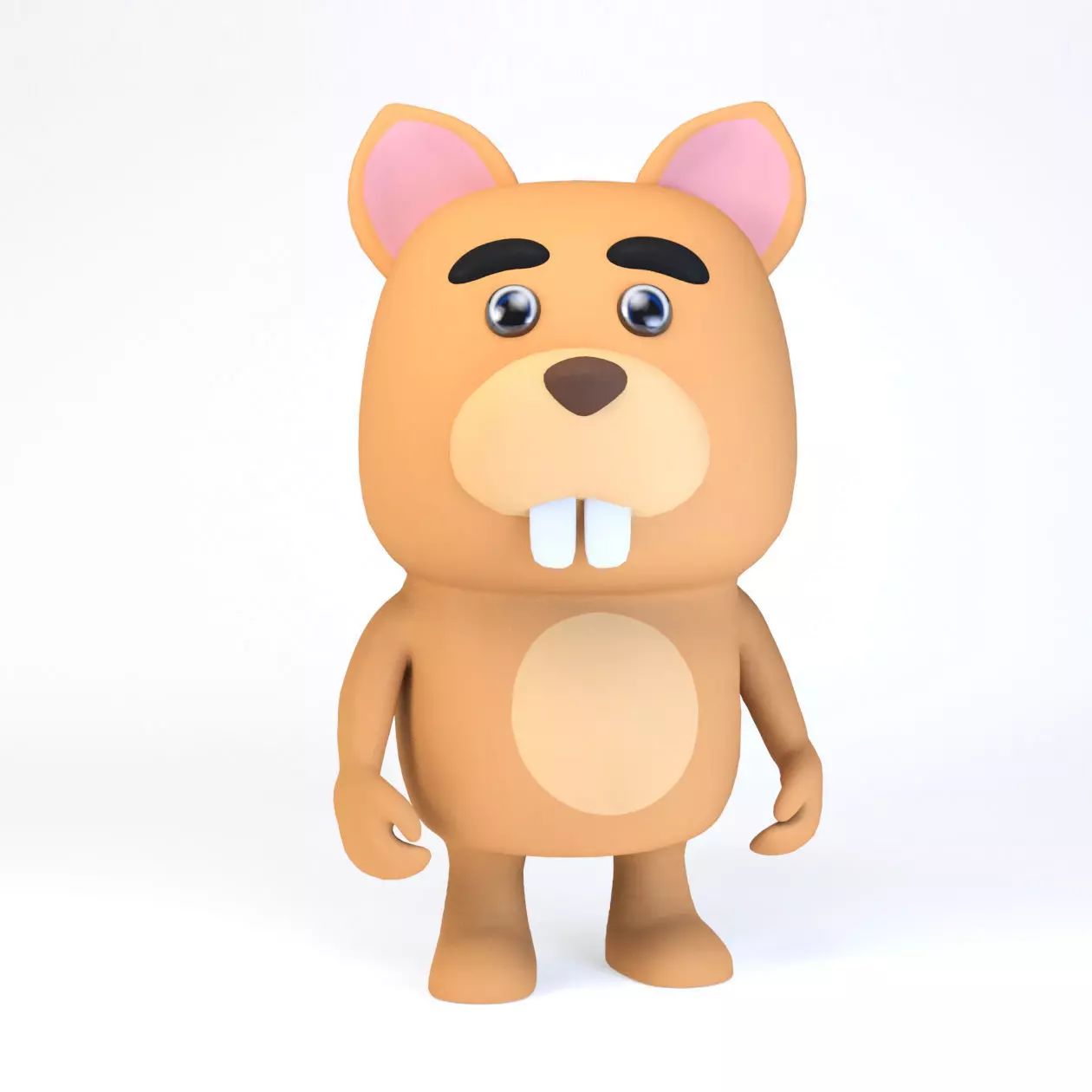 Cartoonish Humanoid squirrel Character Low-poly 3D model_0