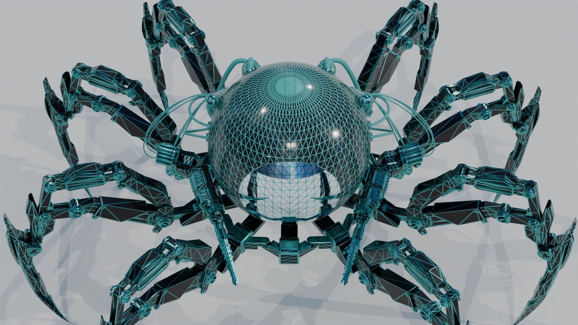 Robot Spider Low-poly 3D model_9