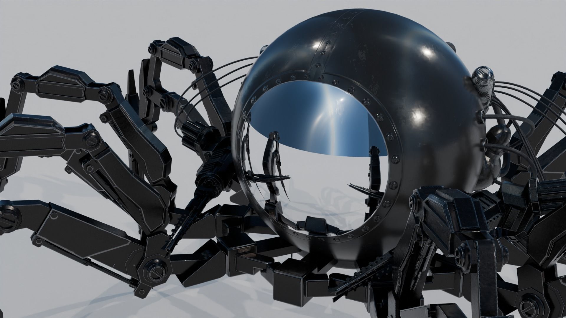 Robot Spider Low-poly 3D model_2