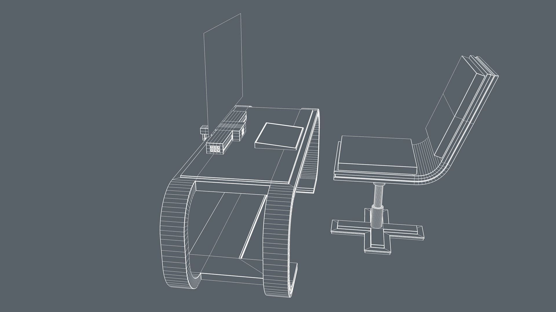 Sci Fi Table And Chair 3D model_8
