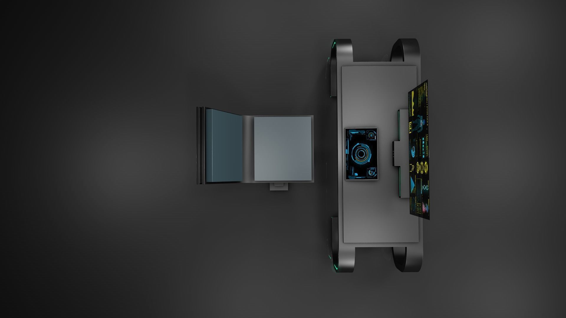 Sci Fi Table And Chair 3D model_5