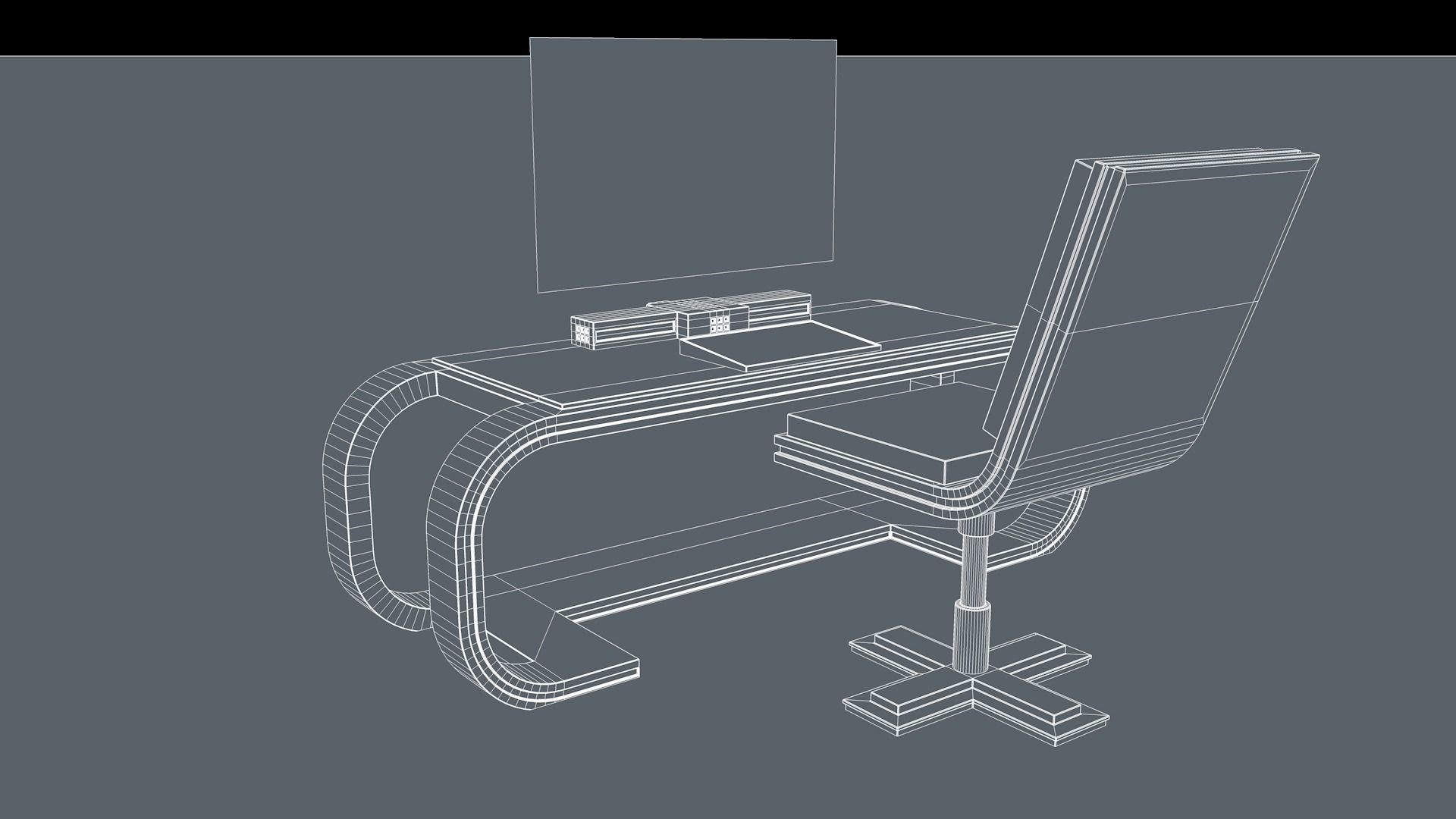 Sci Fi Table And Chair 3D model_9