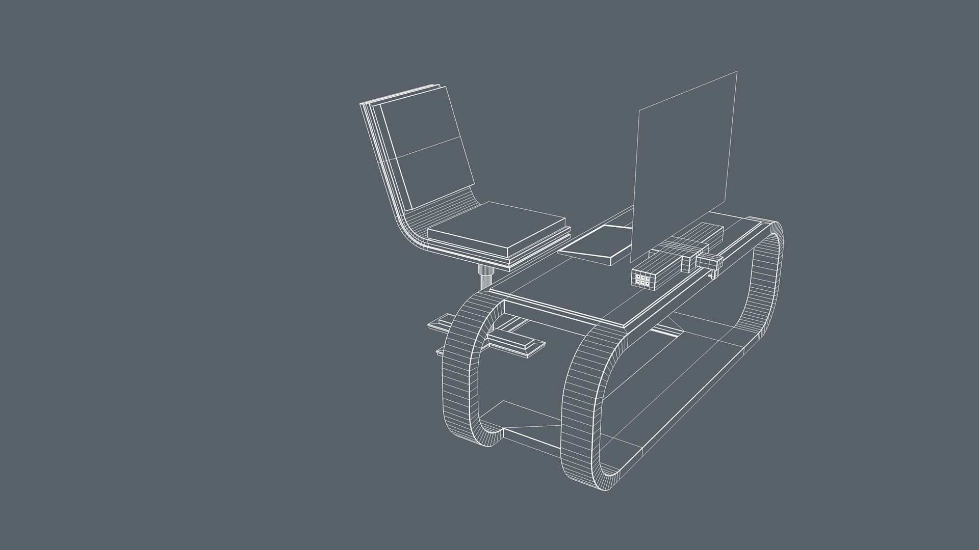 Sci Fi Table And Chair 3D model_11