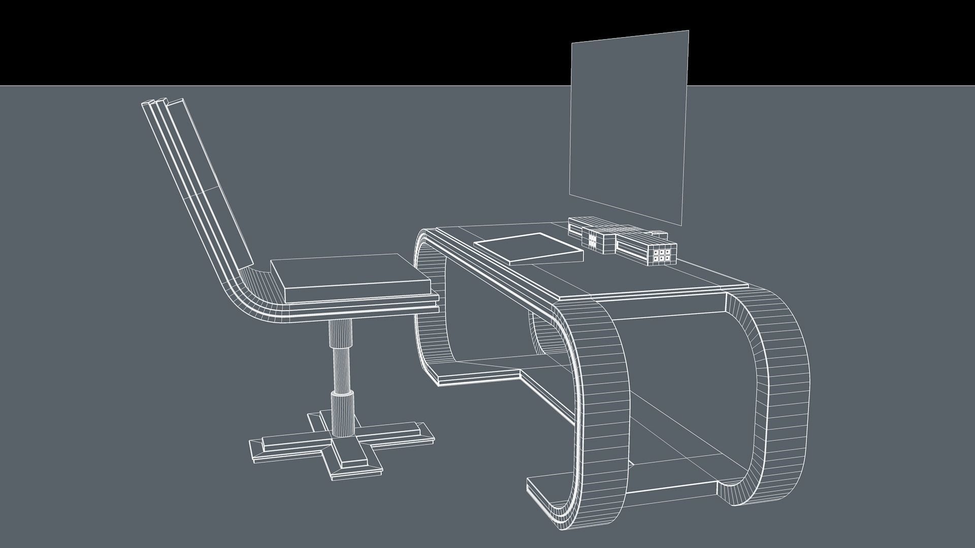 Sci Fi Table And Chair 3D model_13