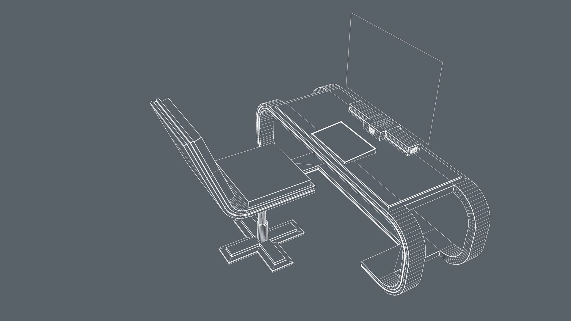 Sci Fi Table And Chair 3D model_10