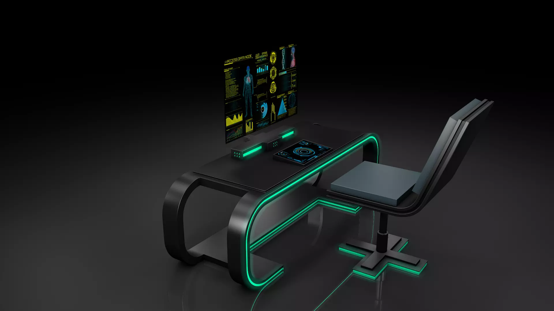 Sci Fi Table And Chair 3D model_0