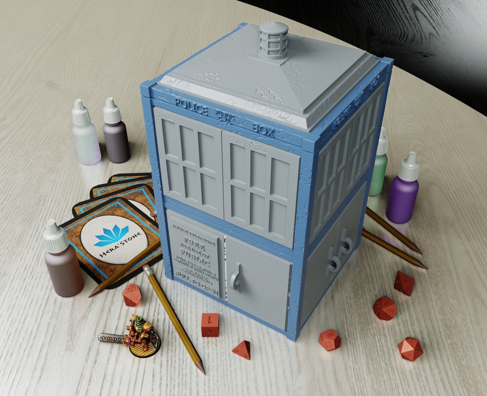 Police box organizer 3D print model_2