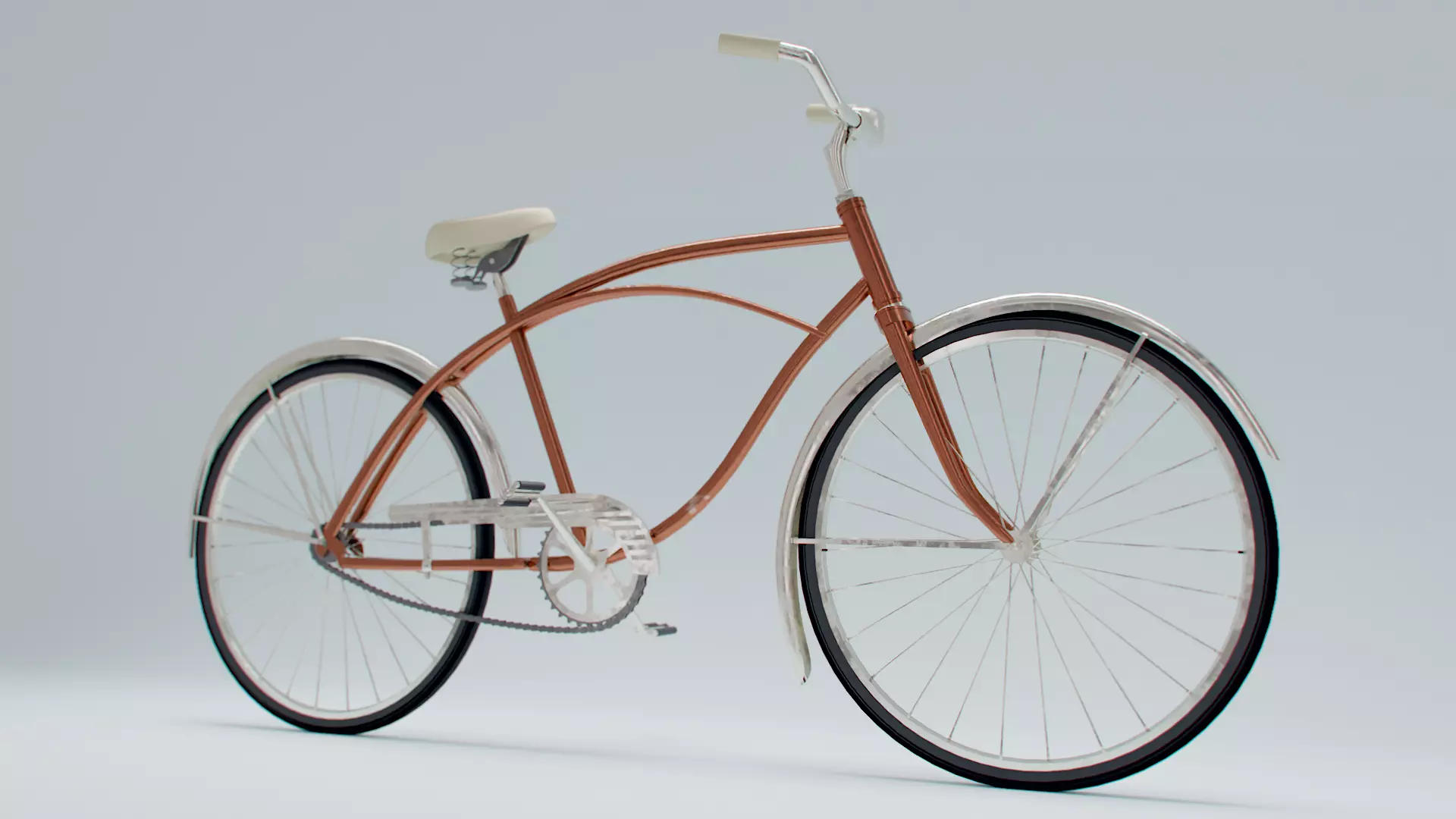 Vintage 1960s Beach Cruiser Bicycle 3D model