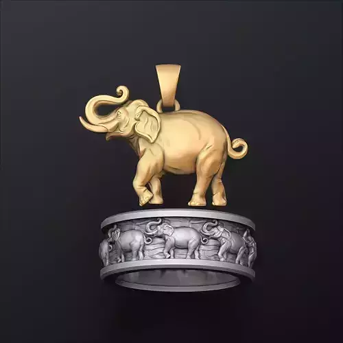Elephant Pendant Ring Collection